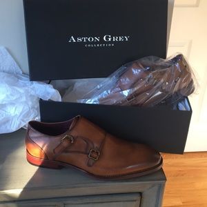 NWT Aston Grey brown men’s leather dress shoes